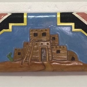 Women's Southwest Pueblo Style Leather Bifold Snap Checkbook Wallet Handcrafted